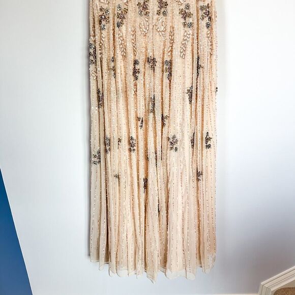 Mac Duggal Embellished Blush Pink Wrap Over Sleeve A-line Gown Dress Size 12 - Picture 9 of 16